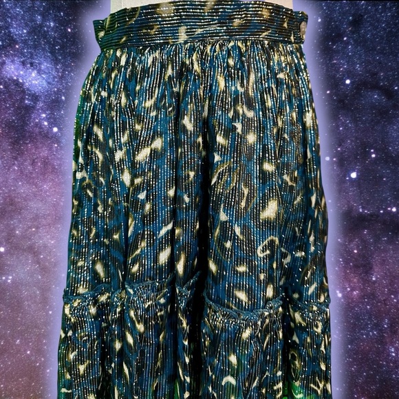 NWT Soeur ‘Lafayette’ Leopard Muslin Skirt in “Peacock Blue” Size 34 = Size XS - Picture 7 of 16
